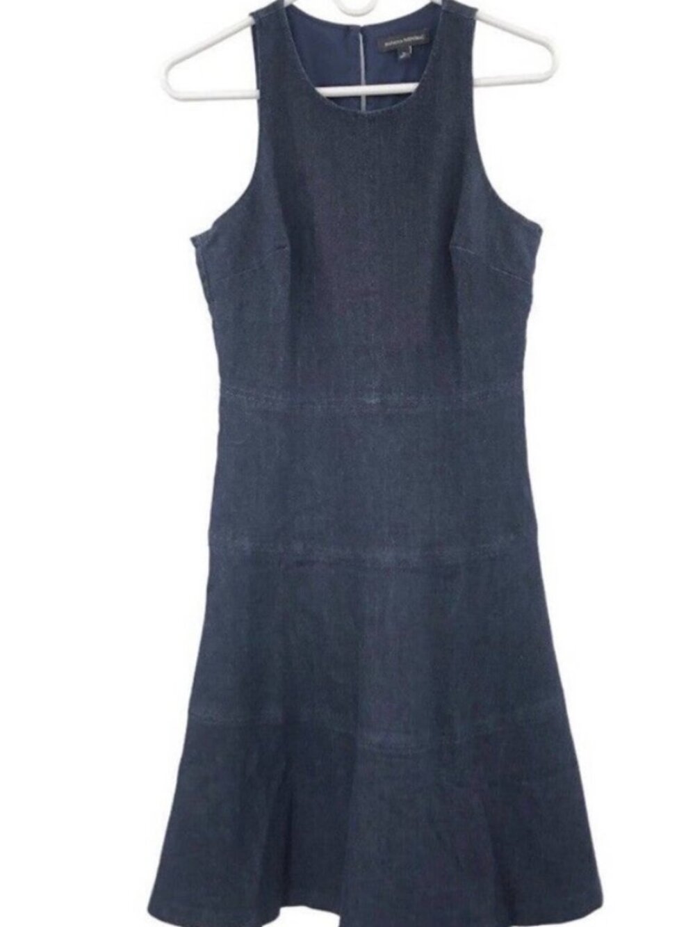 BANANA REPUBLIC Dark Denim Dress A Seam Structured Y2K Racer Sleeveless Size 6